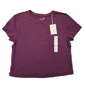 Universal Thread Womens Purple Short Sleeve Crop Cotton T-Shirt Size M NWT